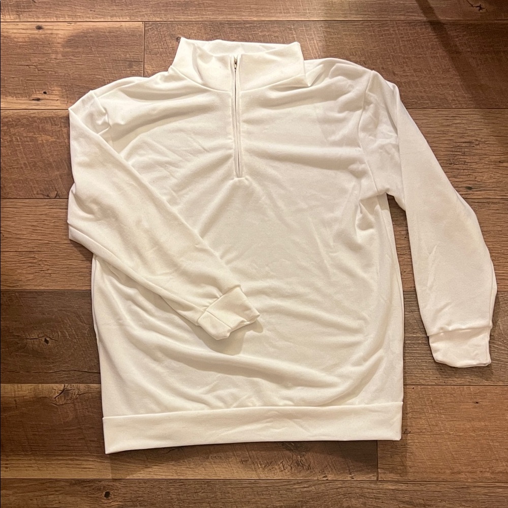Men's White Zip-Up Sweater